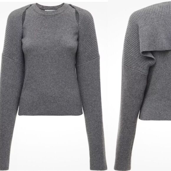 THE FRANKIE SHOP NWT Size L Knit Shrug Sweater Set Storm Gray Tank Shell & Cardi - Picture 2 of 9